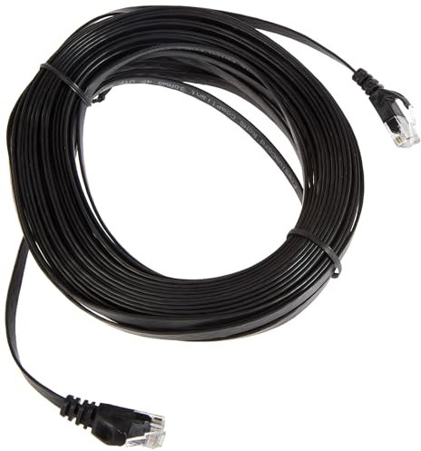 PremiumCord Flaches Netzwerkkabel, Ethernet, LAN & Patch Kabel CAT6, UTP, Schnell flexibel & Robust RJ45 Kabel 1Gbit/s, AWG 30/7, Kupferkabel 100% CU, Schwarz, 15m