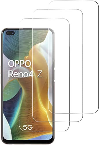 QUITECO Panzer Schutz Glas für Oppo Reno 4 Z 5G [3 Stück] Schutzfolie Glas Display Panzerfolie Schutzglas