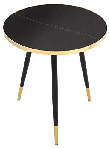 Riess Ambiente Retro Beistelltisch Paris 45cm anthrazit Kristallglas mit Marmor-Dekor Couchtisch Wohnzimmertisch Tisch