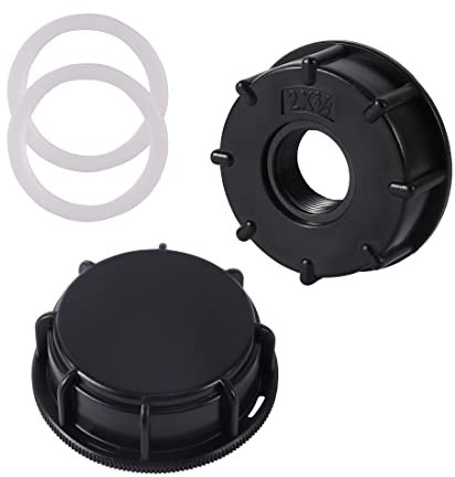 FOGWOWO IBC Adapter S60x6, 3/4 Innengewinde mit Tankabdeckung Verschlussdeckel Gartenschlauch Wasserhahn Adapter IBC Tank Zubehör Für Regenwassertank Tonnenventil