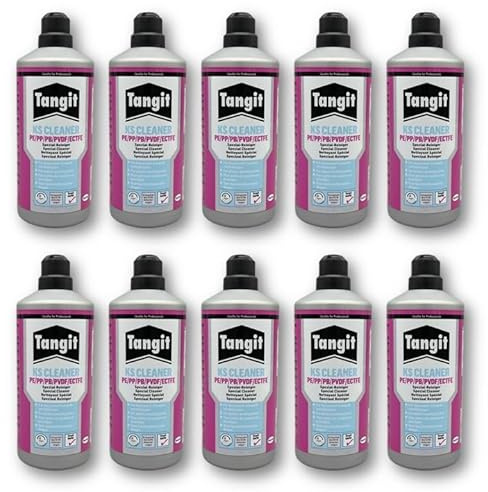 Tangit KS Cleaner Spezialreiniger flüssig – 10 x 1 Liter – für Kunststoff-Schweißverbindungen – PE, PP, PB, PVC, PVDF, ECTFE – fettlösend, rückstandsfrei – ideal für Rohrreinigung & Vorbehandlung