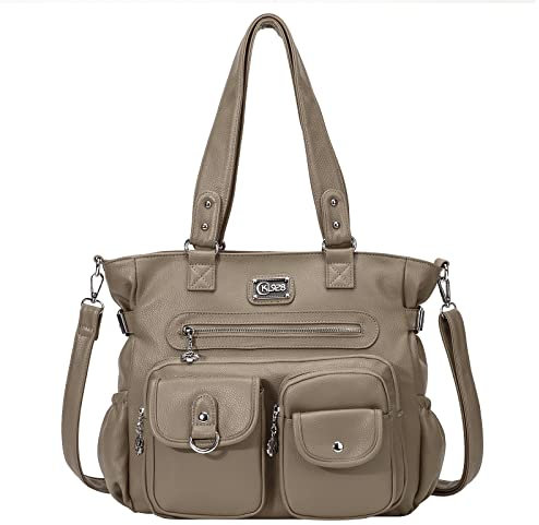 KL928 Handtasche Damen Tasche Umhängetasche Schultertasche Damentaschen gross für Damen Frauentasche PU Leder Damenhandtasche mit vielen Fächern (Mud)