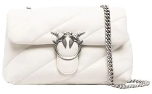 Pinko Damen Love Classic Puff CL Sheep NAP Handtasche, Z14O_Bianco SETA-Old Silver