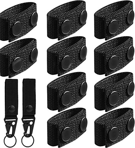 Norhogo 10 Stück gürtelschlaufen, Duty Belt Keeper Polizei Gürtelhalter, Nylon Duty Belt Keeper, Duty belt keeper polizei mit 2 Stück Gürtel Karabiner aus Nylon für Camping Wandern Outdoor Aktivitäten