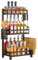 NETEL Supporto Porta Spezie da Appoggio a 3 Livelli, Antiruggine Mensola Portaspezie Ripiani Salvaspazio Organizer per Cucina con portacoltelli, portatagliere e portautensili, 32.5 * 20 * 60cm, Nero