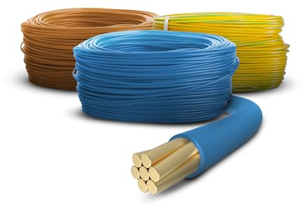 Primes DIY 1.5mm Single Core Conduit Cable, 6491X Copper PVC Earth Wire, BASEC Approved – Brown, Blue, Green/Yellow (50 Meter)