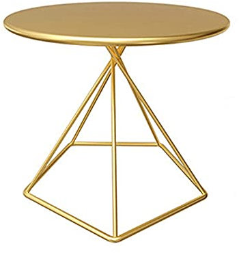 SERUMY Couchtisch Beistelltisch Ecktisch Schmiedeeisen Tee Tisch neben dem Sofa Runder Tisch Top Schlafzimmer Wohnzimmer Beistelltisch Couchtisch Beistelltisch (Color : Beige)