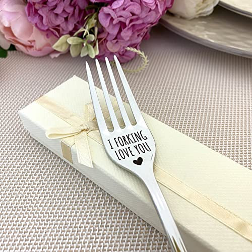 I forking love you - Valentinstagsgeschenk Elegante Gabel - Personalisiertes Geschenk für Liebhaber - am besten zum Valentinstag - Rostfrei für mit Gravur in Geschenkbox