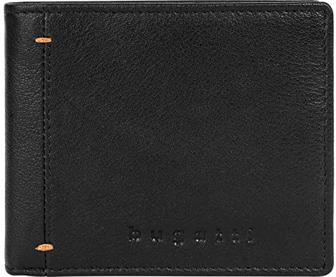 bugatti kleine Geldbörse im Querformat Echt Leder Herren | vielseitiges Portemonnaie, RFID-Schutz, 9 Kartenfächer, 2 Scheinfächer, Druckknopfverschluss | 021808