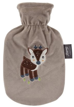 Fashy Wärmflasche mit Flauschbezug Reh Resi 0,8 L, beige