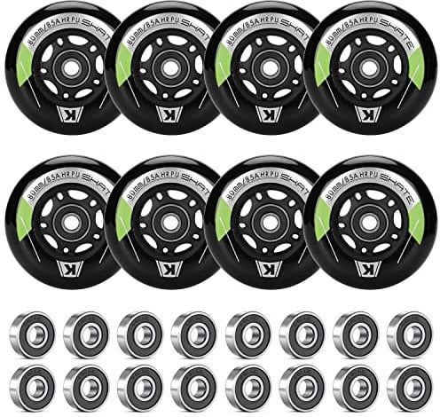 Inline Skate Rollen 80mm 76mm 72mm - 8 Stück Räder 85a Mit Kugellager ABEC9 | Für K2 Hudora Gonex Apollo