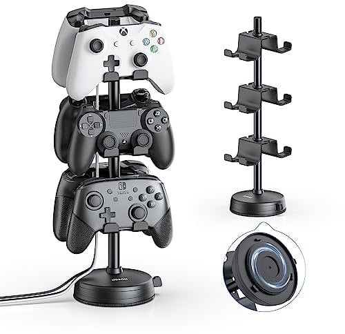 doenci Controller Halter 3 Ebenen für 6 PS5 PS4 Nintendo Switch Xbox Gaming Controller, Kopfhörer Ständer Controller Halterung mit Saugnapfbasis, Headset Ständer für Playstation 5 Game Controller