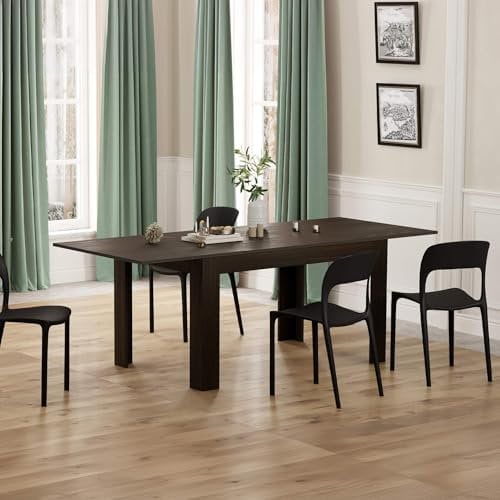 Mobili Fiver, Easy Ausziehbarer Esstisch, 140 (220) x 90 cm, Nussbaum dunkel, hergestellt in Italien