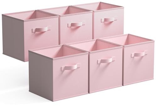 GRANNY SAYS Cube Storage Boxes, Pack of 6 Large Storage Cubes 33x33x33, Square Storage Boxes for Shelves, Collapsible Storage Cube Boxes, Kallax Storage Boxes for Organising Clothes Kids Toys, Pink