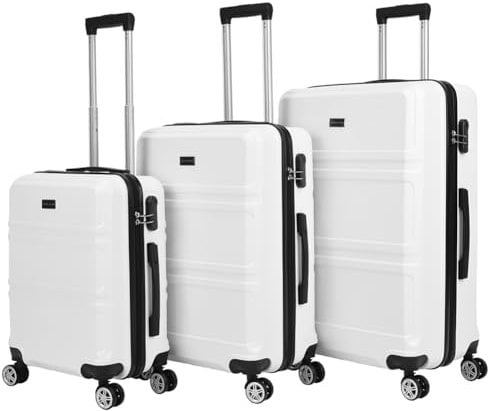 VERTICAL STUDIO 20 24 28 Koffer Reisekoffer 3er-Kofferset Trolley Mehrteilig mit Ziffern Kofferschloss aus Kunststoff (ABS) Vier Rollen (Stege weiß)
