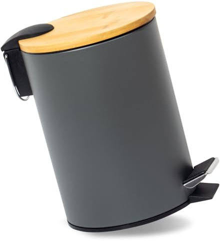 GREELUE 3L Kosmetikeimer Metall, Badezimmer Mülleimer mit deckel, Mülleimer Bad mit Absenkautomatik (Soft Close) (Grau 3L)