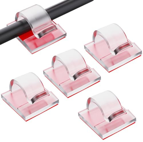 100 Stück Kabelhalter Selbstklebend, Kabel Organizer für Wände, Untertische, Weihnachtsbeleuchtung, Autos, Dashcams, Ethernet, Elektronik(Durchsichtig)