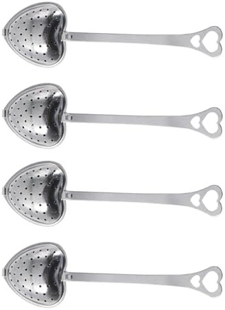 Brühlöffel Generic Filter Spoon 4 Stück,Teesieb Löffel Edelstahl Teeei für Tasse Infuserwith Heart Handle, Teesieb für Loseblatt Tee Klappsieb