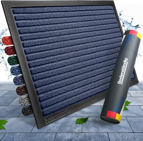 Bodenständig® Fußmatte außen - rutschfest & saugstark - Fußabtreter blau | Rillensystem 2.0 - Fussmatte aussen 80x120cm - perfekte Größe für die Haustür - Ideal für innen und überdachte Außenbereiche