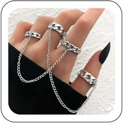 Wendalern Punk Kette Fingerringe Silber Kubanische Gliederkette Ringe Stapelbar Knöchel Ringe Mit Quaste Kette Vintage Midi Zeigefinger Ringe Aussage Schmuck Für Frauen Und Mädchen