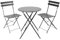 OHS Garden Bistro Sets Black, Metal Outdoor Table Garden Chairs Set of 2 Patio Furniture Sets for Balcony Summer BBQ Conservatory, 3 Piece Folding Table Chairs