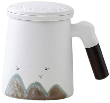 MUCKLILY taza de té de cerámica taza decorativa taza infusora de té taza de te con filtro taza te con filtro taza de café con tapa Vasos taza de agua de cerámica para el hogar