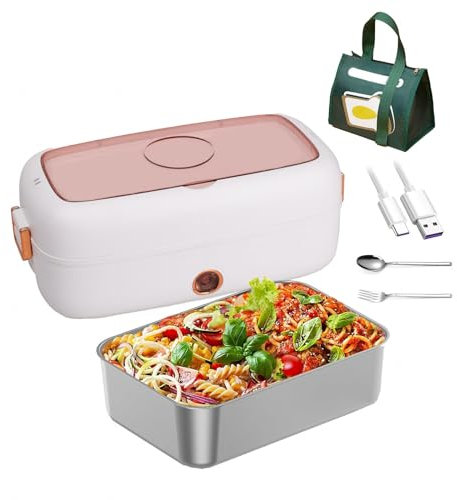 MeLtor Lunch Box Chauffante USB Convient Pour Les Portables 110 V/12 V/24 V, Lunch Box Isolation Thermique Longue Durée Alimentée Par USB, Boite a Couvert,White