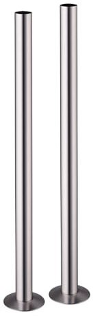 Go Bathrooms Satin Nickel Radiator Pipe 300mm x 18mm Pipe Cover Collar Sleeves Brass Radiator Pipe Covers and Floor Ring