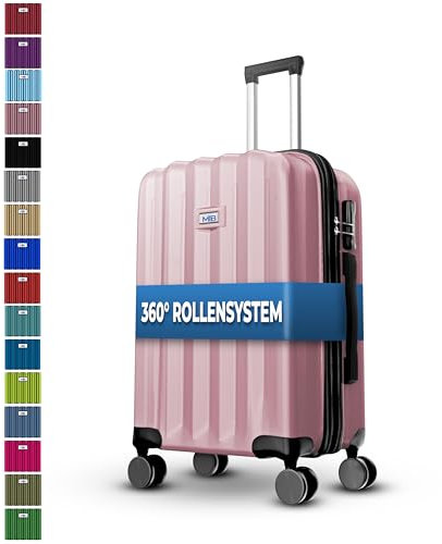 MY TRAVEL BAG Hartschalen-Koffer Trolley ABS Reisekoffer 4 Zwillingsrollen (Handgepäck-Mittel-Groß-Set) + 5cm Dehnungsfuge (Rose-Gold, Großer Koffer (75cm))