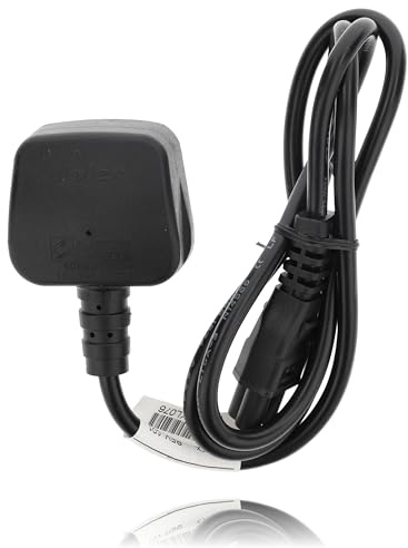 P4Y UK 3A to 3-pin 2.5A clover 250V BS 1363 Power cable to C5 Mickey Mouse, Replacement laptop cable, Printer cable, UK laptop charger cable 1m black