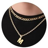 Rajputana Kette Mit Buchstaben,Buchstaben Kette,Halskette Herren,Kette Edelstahl, Kette Jungs,Kette Herren Gold, Ketten für Jungen,Initial Necklace,Chain Letter,Kette Buchstabe M