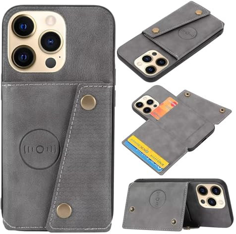 GoodcAcy Hülle für Xiaomi 13T Pro/Xiaomi 13T Handyhülle mit Kartenfach Wallet Kartenhalter kreditkartenetui mit Ständer,Leder Klapphülle Schutzhülle für Xiaomi 13T Pro/Xiaomi 13T-grau