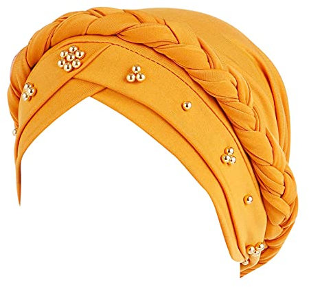 Haarhaube Trockner Dauerwelle Hair Bonnet Satin Wrap Mütze Zopf Kopftuch Perlenhut Frauen Baseballmütze Turban Mütze Schal Damen Grau Mütze Schal Set Rosa Damen (Yellow, One Size)