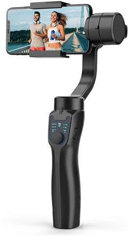 Gimbal per smartphone, Stabilizzatore cardanico a 3 assi per fotocamera del telefono, Stabilizzatore per registrazione video anti-vibrazioni, FPV e modalità di blocco a 3, Controllo Bluetooh