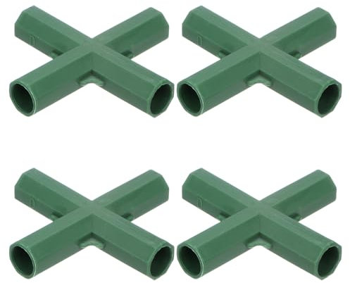 M METERXITY 4pz 16mm Connettori per Costruzione Telaio Serra, Raccordo a 4 Vie per Tubo Piatto per Pergola/Vela Parasole/Giardinaggio Pali Piante, Accessori per Serre [Verde]