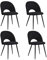 JZGORC Lot de 4 Chaise de Salle à Manger, Chaise de Salle à Manger Teddy en Velours Doux, Chaise de Cuisine avec Siège Moelleux et Accoudoirs, Pieds en Métal - Noir