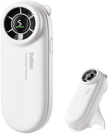 Diveblues TurboBear Mini Ventilador Portátil Turbo - 8,8 m/s Potente, Súper Ligero 86,5g, 5 Velocidades, Batería Recargable, Compacto de Bolsillo, Regalo Viaje Bonito para Mujeres