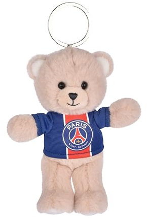 PSG - Porte-clés Ours Peluche - 15 cm - Licence Officielle Paris Saint-Germain - Mini Peluche Maillot Amovible - Accessoire PSG pour Enfants & Adultes Supporters - Cadeau Souvenir Fan Foot -DC4266