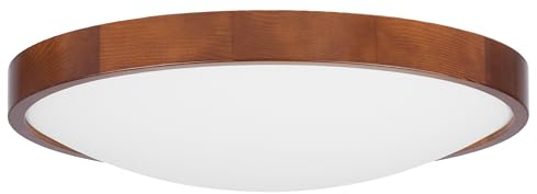 STOLARNIA PIKA Schlafzimmerlampe - Runde Holz Deckenlapme Nussbaum 3xE27 (∅47 cm) - Modern Dunkelbraun Deckenleuchte für, Wohnzimmer, Flur, Küche - Stilvolle Kiefernholz ORION