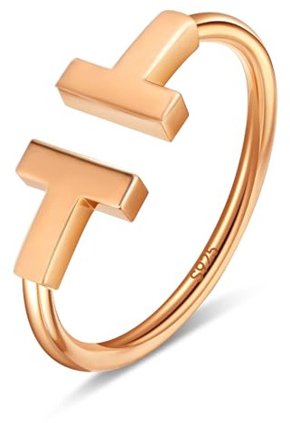 Damen Ringe Rosegold Wasserfest,Goldene Buchstabe T Ring Sterling Silber 925 Frauen,Schmuck,Dupes,18.Geburtstag Mädchen,Geschenke für Freundin,Geburtstag,Jahrestag