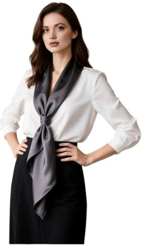 LA FERANI Damen Seidenschal 100% Seide Halstuch Dunkel Grau 180x90cm Uni Farbe für Anzug formelle Anlässe Stola Business Stil leicht Geschenk für Sie (Dunkel Grau)