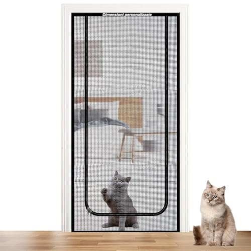 Yuly Zanzariera per Gatti,Dimensioni Personalizzate,Anti-zanzare,Gatto graffio Prova Schermo a Rete Porta con Cerniera impedire Cuccioli Gatti Correre Fuori da casa Camera da Letto Cucina