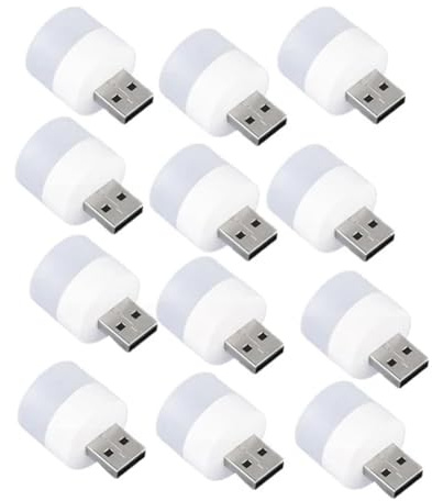 Bosiyrggrl 12PCS Mini USB Plug Lamp 5V Super Bright Eye Protection Book Light Computer Mobile Power Charging USB Small LED Light, Easy Install Easy to Use F