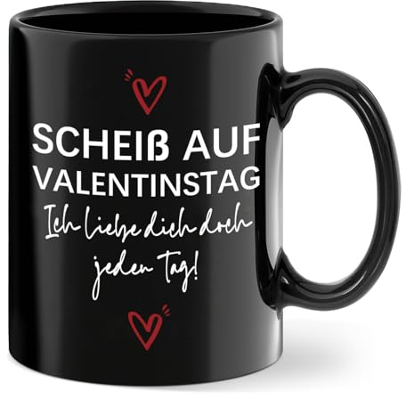 Valentinstag Tasse Geschenk Für Ihn Sie, Kaffeebecher Geschenkidee zum Valentinstag Jahrestag, Valentinstagsgeschenk für Männer Freund Freundin Partner(Ich Liebe Dich JeDen TAG), Schwarz Keramik
