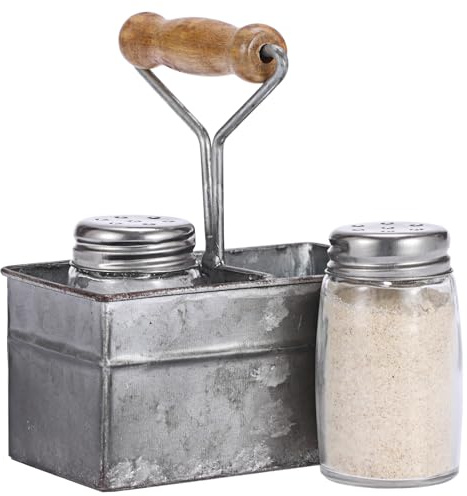 TOLIDA Salz- und Pfefferstreuer Set mit Halter, aus Glas, Tragbare Nachfüllbarer Salzstreuer, Gewürzgläser für Küche, BBQ, Wohnmobil