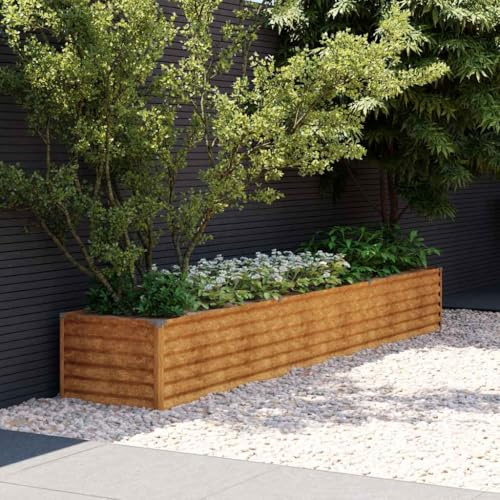Garten-Hochbeet 291x50x36cm Cortenstahl, Rostschutz, für Pflanzen Gemüse Kräuter Blumen, Garten Balkon Terrasse