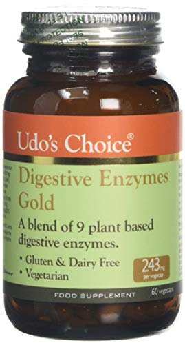 Digestive Enzymes Supplement – UDO’s Choice Enzymes Gold – 9 Plant-Based Enzymes for Protein, Fat & Carb Digestion – High Strength – Gluten Free, Dairy Free, Vegetarian – 60 Vegecaps – One a Day