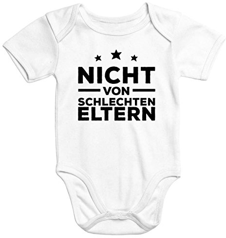 MoonWorks kurzarm Baby-Body mit Aufdruck nicht von schlechten Eltern Bio-Baumwolle weiß 12-18 Monate