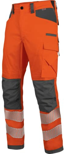 WÜRTH MODYF Warnschutz Bundhose Neon EN 20471 2 - professionelle Arbeitshose für Herren - Warnschutzhose mit Reflektoren - in der Größe 66 in Orange Anthrazit