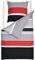 Beautissu Bettwäsche 155x220 Baumwolle 2teilig – 1x Gestreifter Bettbezug 155x220 & 1x Kissenbezug 80x80cm – Bettwaren & Bettwäsche-Sets Sommerbettwäsche Schwarz Rot Grau Weiß - Delia